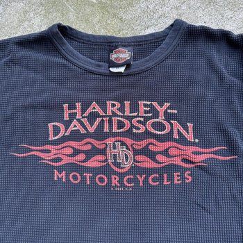 2000s HARLEY DAVIDSON FADED FLAME LOGO THERMAL LONGSLEEVE