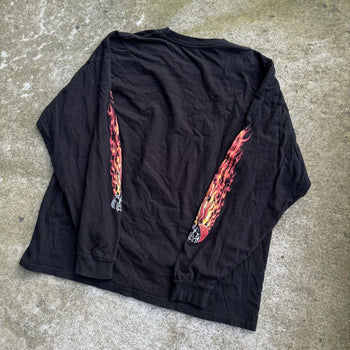 2000S RIDE IT LIKE YOU STOLE IT SKULL FLAME BIKER LONGSLEEVE TEE