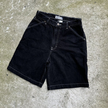 2000S Y2K BAGGY BLACK DENIM SKATER JEAN SHORTS JORTS