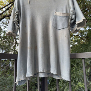 1940s Thrashed Faded Distressed Safety Pin Double Pocket Tee