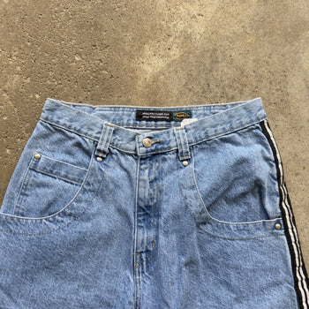 2000S Y2K IOU BAGGY TRACK DENIM SKATER JEAN SHORTS JORTS