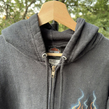 2000s Harley Davidson Faded Flame Lightning Zip Up Hoodie