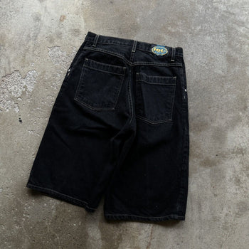 1990S/2000S Y2K BAGGY BLACK DENIM SKATER JEAN SHORTS JORTS