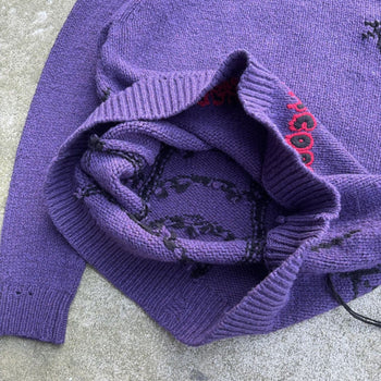 THE MARC JACOBS HEAVY KNIT SPIDER PICTURE SWEATER PURPLE