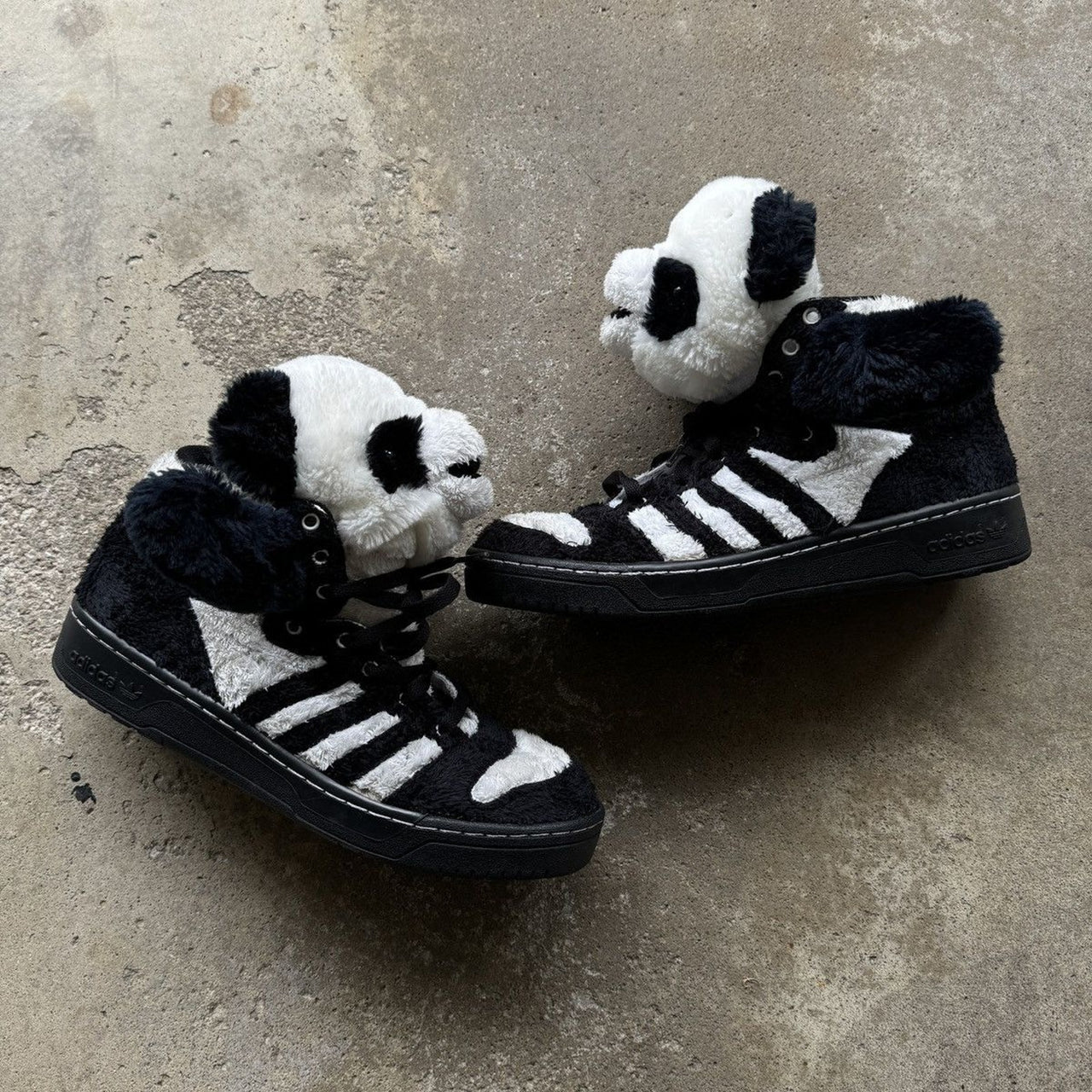 JEREMY SCOTT ADIDAS 2011 PANDA BEAR HIGH TOP SNEAKERS