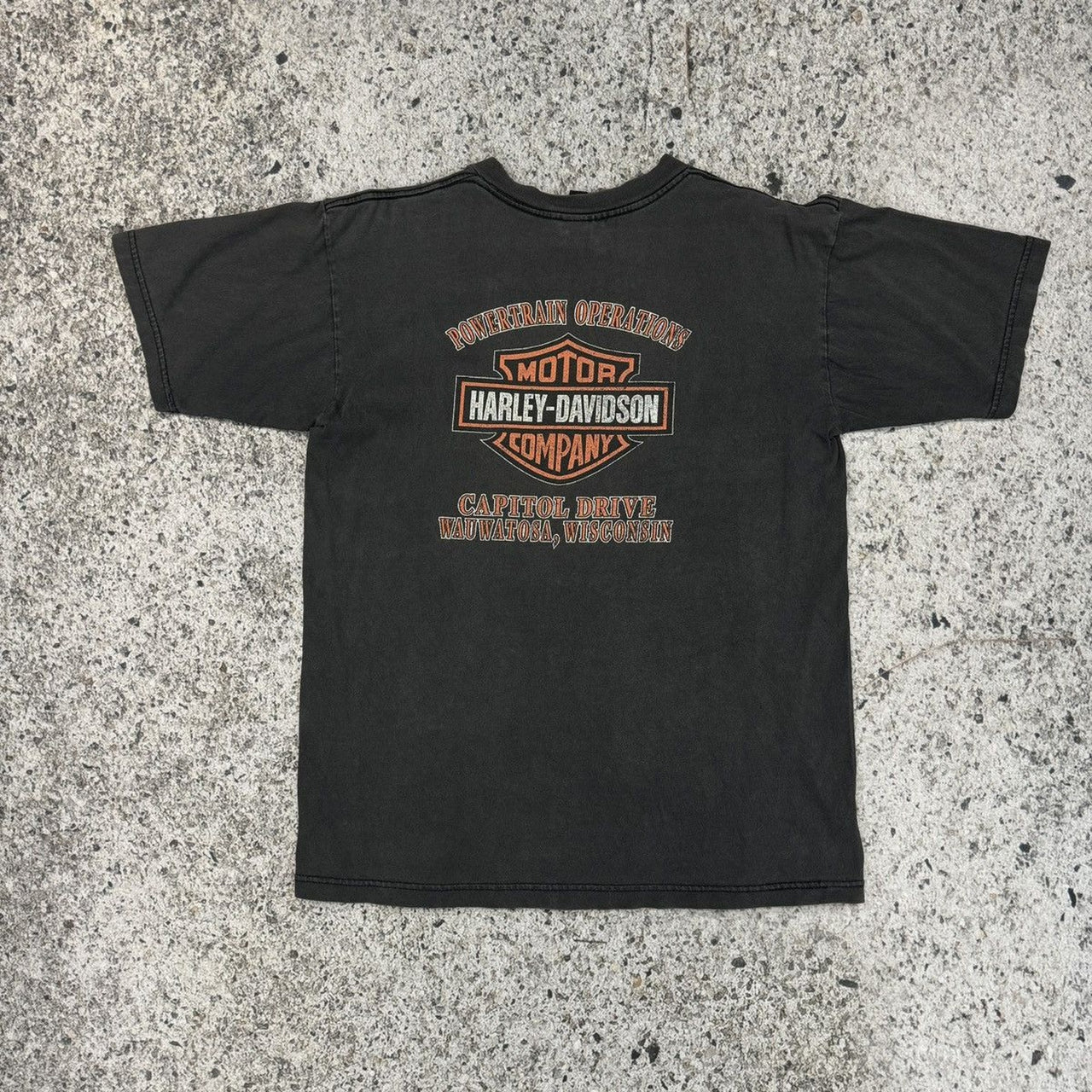 2000s HARLEY DAVIDSON FADED THRASHED FLAME LOGO TEE