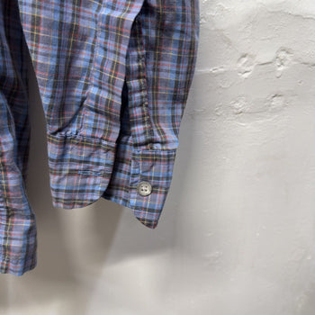 Vintage 1990s Yves Saint Laurent Plaid Shirt Faded Distressed