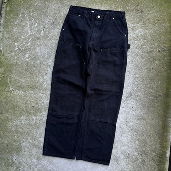 CARHARTT FADED BLACK DOUBLE KNEE PANTS