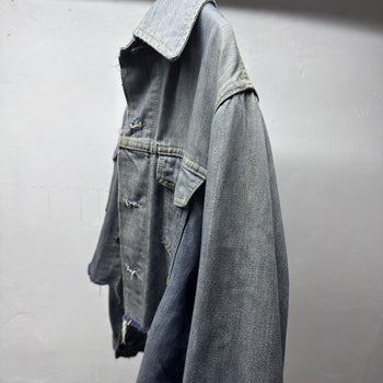 1960s 1970s Sears Thrashed Distressed Selvedge Denim Trucker Jacket