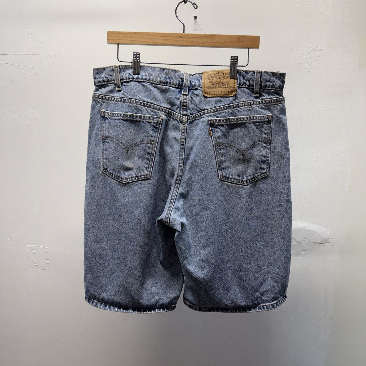 Vintage 1990s Levi's 550 Orange Tab Denim Shorts Grunge Faded