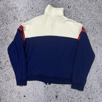1980s Cotton Acrylic Striped Zip Up Track Jacket