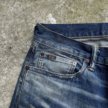 JEANS DE DENIM DESGASTADOS Y REPARADOS CON ORILLO DE POLO RALPH LAUREN
