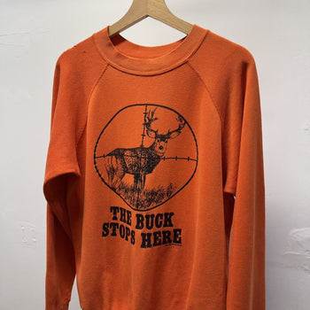 Vintage 1980s Faded Distressed The Buck Stops Here Gun Sweatshirt