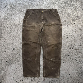 2000s Carhartt Brown Faded Thrashed Double Knee Pants