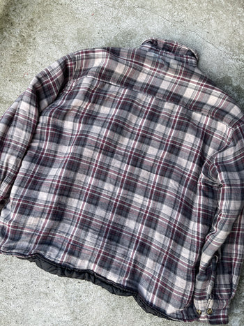 2000s SHERPA LINED GREY OVERSIZED SKATER FLANNEL