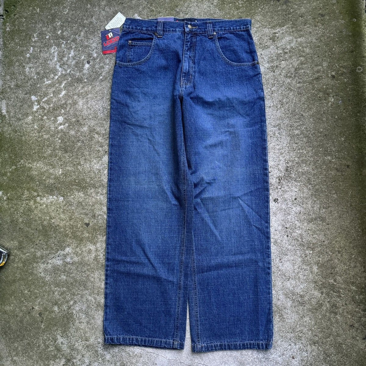 2000S Y2K LOCO BAGGY WIDE LEG BLUE SKATER DENIM JEANS