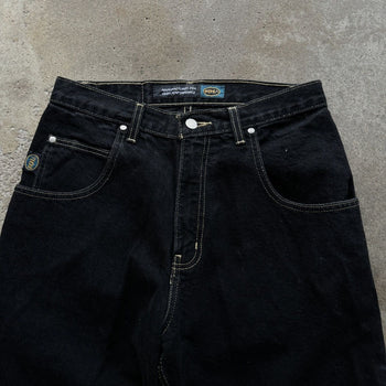 1990S/2000S Y2K BAGGY BLACK DENIM SKATER JEAN SHORTS JORTS