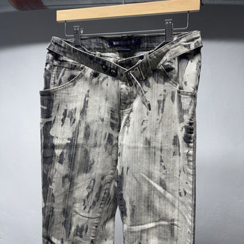 2000s Y2K Women's Blue Asphalt Washed Filthy Flare Jeans Grunge