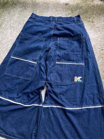 Y2K KIKWEAR SUPER WIDE LEG BAGGY DENIM RAVER JEANS