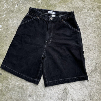 2000S Y2K BAGGY BLACK DENIM SKATER JEAN SHORTS JORTS