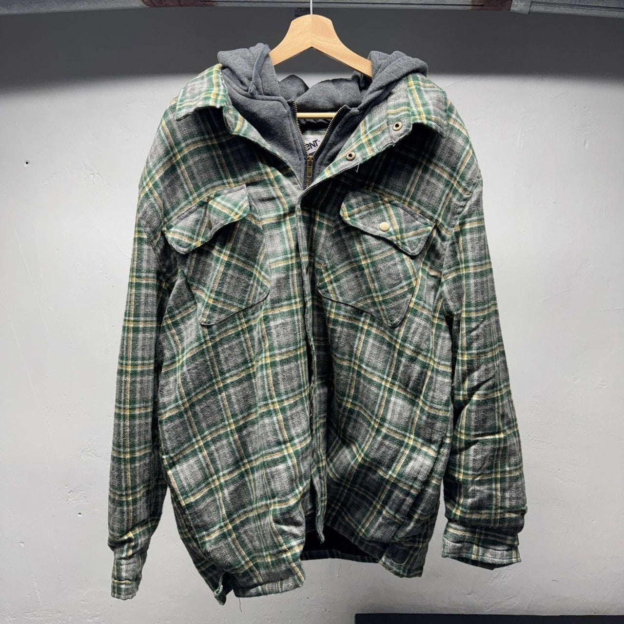 2000s Faded Hooded Flannel Zip Up Jacket