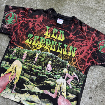 1990s THRASHED LED ZEPPELIN HOUSES OF HOLY ALL OVER PRINT TEE