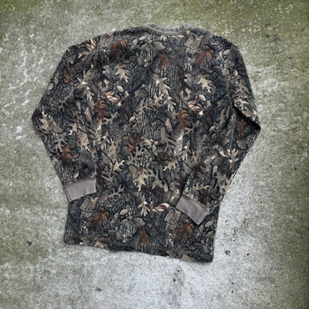 2000s CAMO THERMAL LONGSLEEVE HENLEY SHIRT