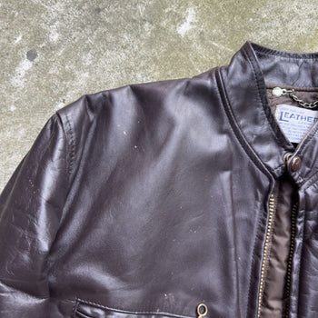 1970S GENUINE LEATHER CAFE RACER JACKET BROWN