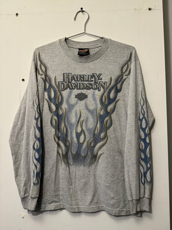 1990s HARLEY DAVIDSON FLAME LOGO LONGSLEEVE TEE