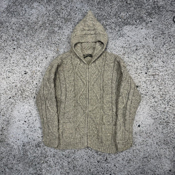 Sudadera con capucha y cremallera de punto trenzado de lana de los años 90
