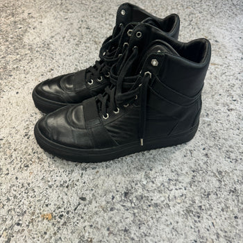 HELMUT LANG BLACK SMOOTH LEATHER HIGH TOP SNEAKER BOOTS