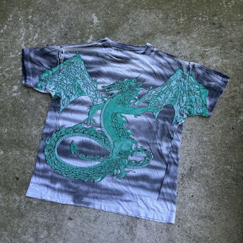 1990s DRAGON SKETCH FADED AOP TEE