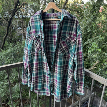 1990s Faded Plaid Flannel Shirt