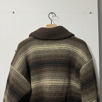 1990s RRL RALPH LAUREN HAND KNIT WOOL COWICHAN FULL ZIP SWEATER