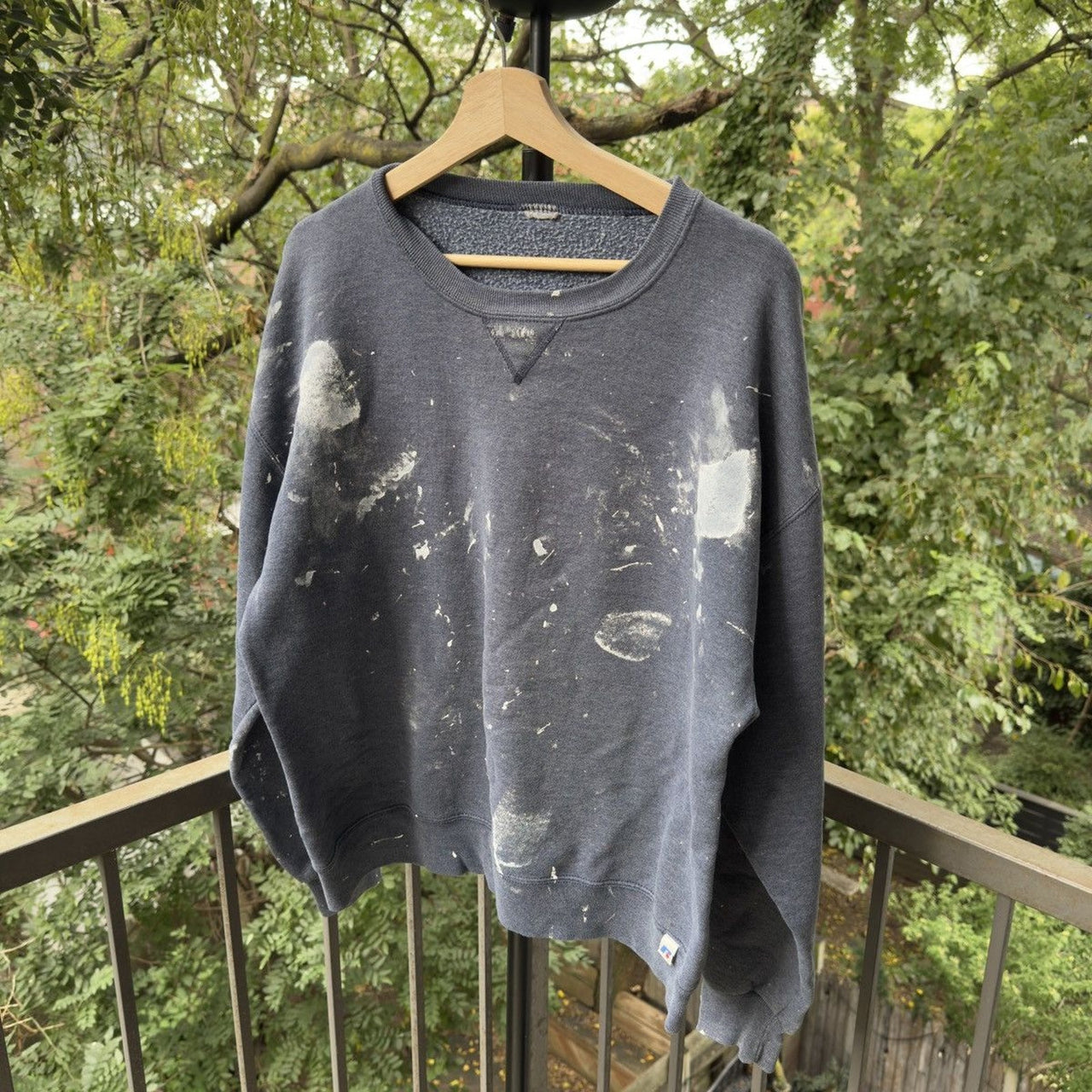 1990s Russell Athletic Faded Paint Splatter Sweatshirt