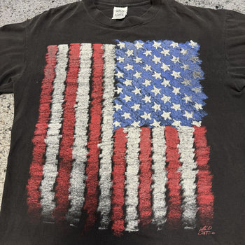 1990s Thrashed Faded American Flag Tee