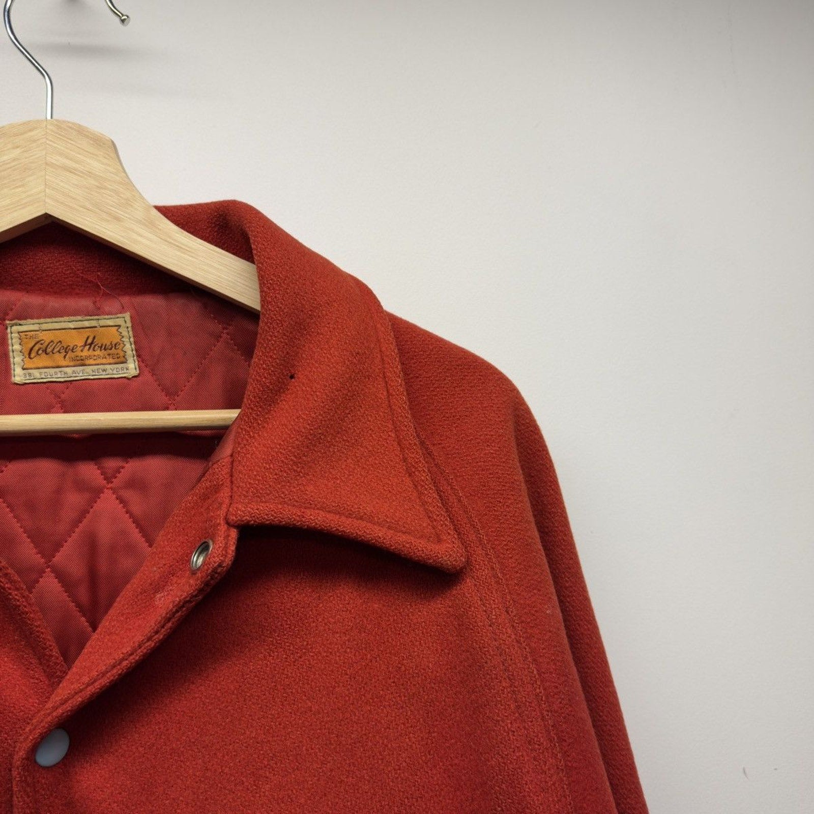 Vintage 1950s Distressed Red Wool Varsity Jacket