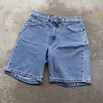 1990s LEVI’S 550 ORANGE TAB LIGHT WASH DENIM JEAN SHORTS JORTS