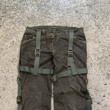 2003 Dolce & Gabbana AW03 Runway Bondage Parachute Denim Grey