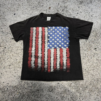 1990s Thrashed Faded American Flag Tee