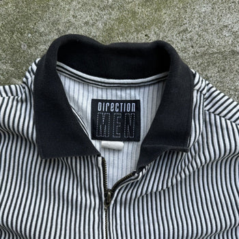 1990S BLACK AND WHITE STRIPED ZIP UP SHIRT