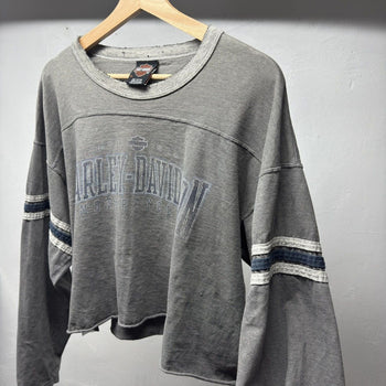 2000s Harley Davidson Faded Distressed Cropped Longsleeve Tee