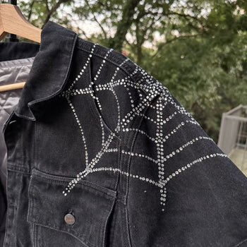 Sp5der Worldwide Rhinestone Denim Jacket