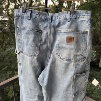 2000s Carhartt Faded Repaired Denim Double Knee Pants