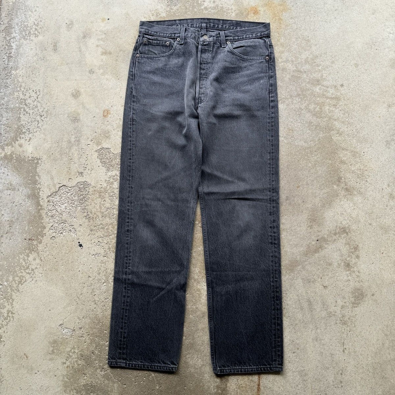 1990s LEVI'S 501 FADED BLACK DENIM JEANS MADE IN USA