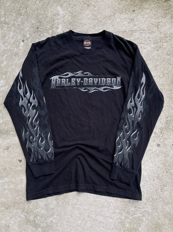 2000S HARLEY DAVIDSON SILVER FLAME LONGSLEEVE TEE