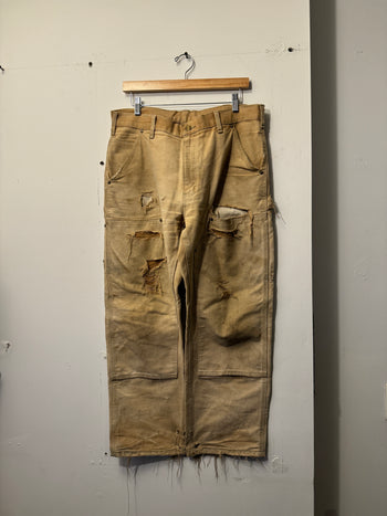 2000S THRASHED CARHARTT DOUBLE KNEE CARPENTER PANTS TAN