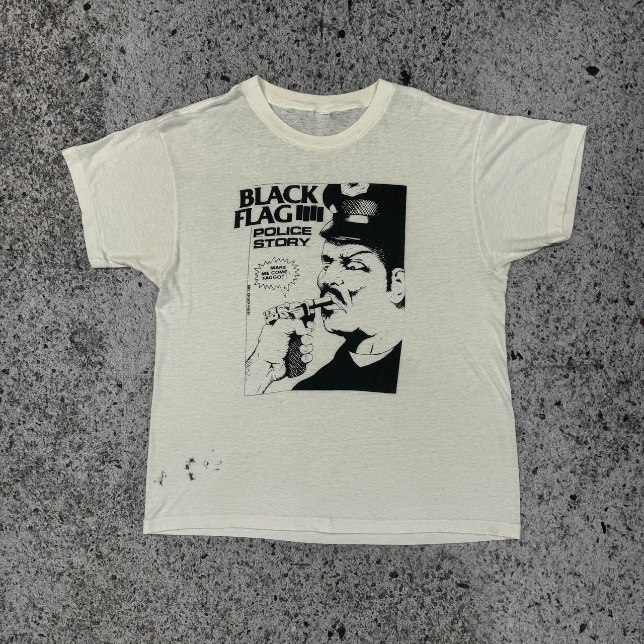 1980s THRASHED BLACK FLAG 4 POLICE STORY TEE