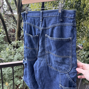 1980s Dark Wash Baggy Denim Work Shorts