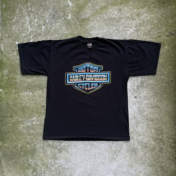 1990s HARLEY DAVIDSON CHROME BIG LOGO TEE OVERSIZED